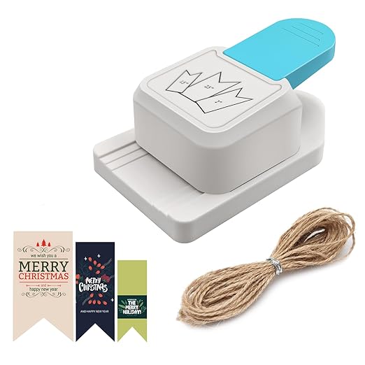 3 in 1 Craft Tag Punch Gift Tag Paper Punch，Paper Craft Tag Punch 1.5" 2" 2.5" with 1 Roll Hemp Rope 32.8 Feet Triangle Shape Small Hole Punch for Paper Crafting Scrapbooking Cards DIY Arts Crafts