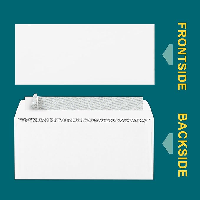 #9 Envelopes Self Seal - 80 Pack - Security Tinted 3 7/8" x 8 7/8" Business Envelopes Peel & Seal - Mailing Envelopes Letter Size - Legal Envelopes for Invoices, Statements - 24lb Plain Envelopes