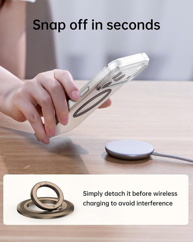 SYNCWIRE Magnetic Phone Ring Holder, for MagSafe Phone Grip Stand Kickstand | 360° Rotation, Double-Sided Magnet, Cell Phone Grip Finger Holder, for iPhone 17 16 15 14 13 12 Pro Max, MagSafe Accessories