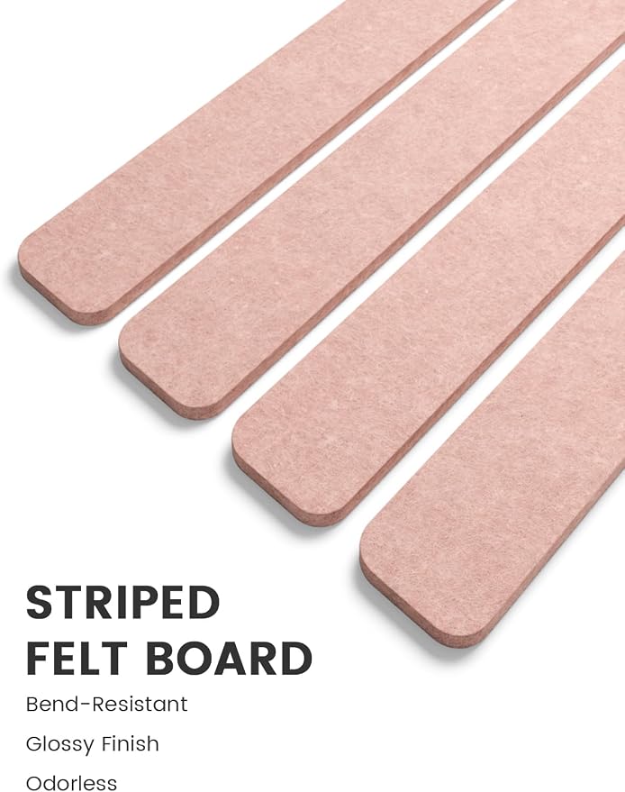Fluxynara 13" x 2" Felt Wall Panels, Pink | 5-Pack Includes 35 Push Pins and Adhesive Tabs for Photos, Notes and Decor in Bedroom Doors, Home Office or Studios
