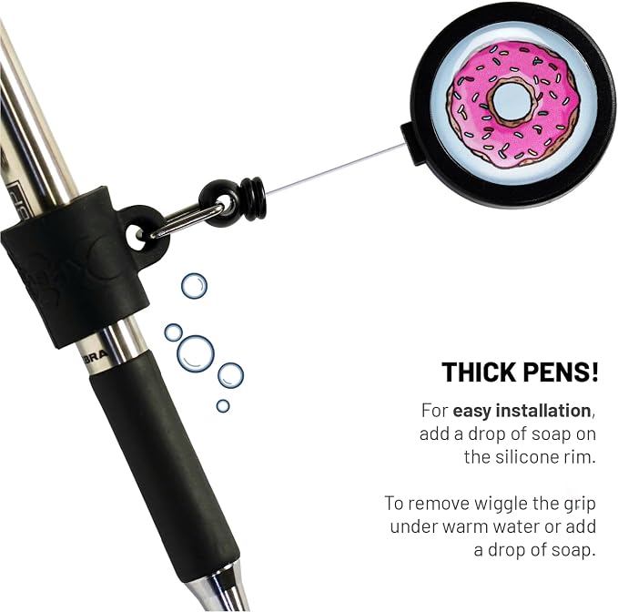 Better Labz EZ PEN Retractable Pen Reel for Nurses, Teachers, Waitresses, Carpenters, Construction Workers, Contractors & Pros (Non-Stop Donut)