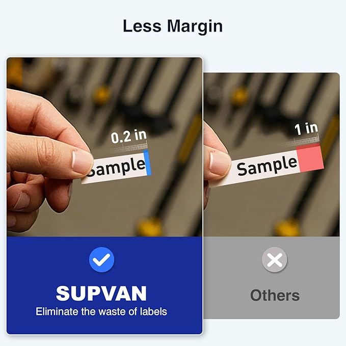 SUPVAN E11 Keyboard & Bluetooth Label Maker Machine, Black | Rechargeable, Versatile App with 30+ Fonts and 660+ Icons, Minimal Margin, Inkless, for School, Home, Kitchen, Office