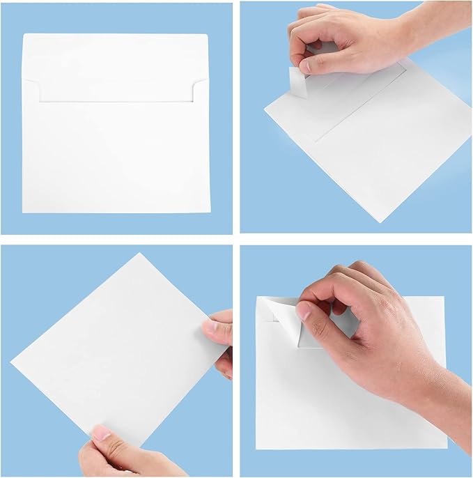 100Packs 5x7 Envelopes - White, Self Seal, Printable for Invitations, Weddings, Greeting Cards, Mailing, Photos, Postcards