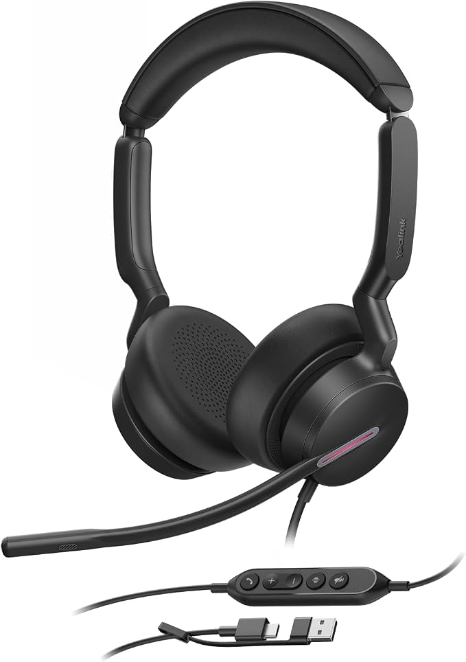 Yealink UH46 PC Headset with Mic Noise Cancelling Wired Headset USB -C/A | Stereo PC Laptop Computer Headset with 3 Noise Cancelling Microphones Plug & Play for Home Office Online Meetings UC Platform