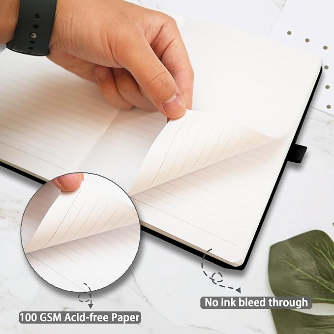 Hardcover Notebooks, A5 Lined Journals Notebook for Writing 160 Pages, 8.2 x 5.5 inch, Classic Ruled Notebooks for College/Work/Travel (Black, 1 Pack)