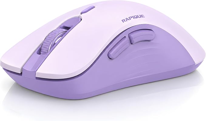RAPIQUE Bluetooth Wireless Mouse, Dual Bluetooth & 2.4GHz, Purple | Right-Hand Design, Quiet Clicks, Low Power, 3-device switching, Portable Multi-Device for MacBook, Laptop, Computer, iPad, PC