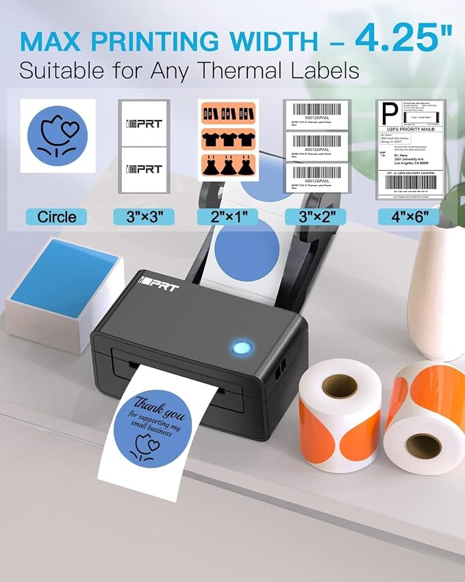iDPRT Shipping Label Printer 4x6 Bluetooth Thermal Label Printer for Small Business and Shipping Package, Support Android, iPhone, Windows, macOS, Widely Used for Amazon, Shopify, Ebay (Renewed)