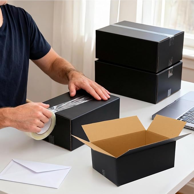 9x6x4 Black Shipping Boxes, 30 Pack Medium Mailer & Packaging Boxes for Small Business, Heavy Duty Corrugated Cardboard, Perfect for Mailing & Shipping