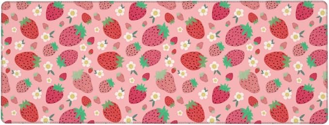 Strawberry Mouse Pad XL Large Mousepad Non Slip Rubber Base Desk Mat for Laptop Computer Gaming 31.5" X 12"