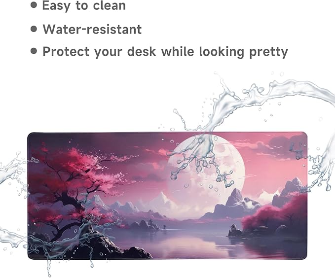 Mouse Pad Gaming Mouse Pad Desk Pad XL Large Mouse Mat Keyboard Mat Office Desk Decor AccessoriesKeyboard Mat Office Desk Decor Accessories (Pink Ink Painting One)