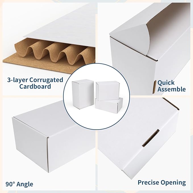 ZBEIVAN White Small Shipping Boxes, 30 Packs Cardboard Mailer Boxes for Packaging Small Business with Lids (10x7x5, 9x6x4, 8x6x4)