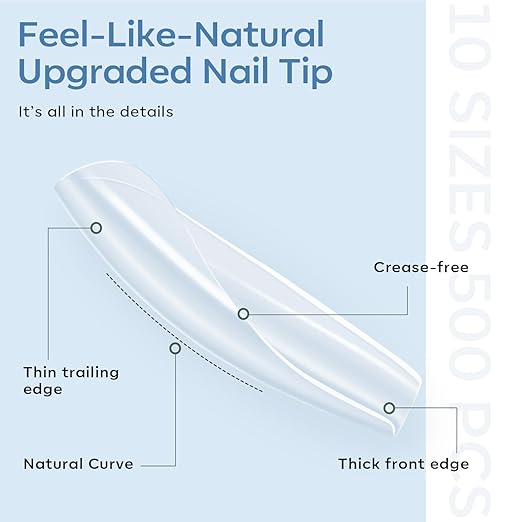 modelones X Nail Gel Kit,Square Nail Tips, 9-in-One Glue Prep Dehydrator & Portable Mini U V Light Acrylic Clipper, 500Pcs Medium Square Tips for Extension Kit DIY Salon Home Gift
