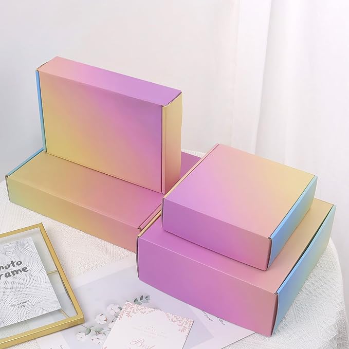 9x6x4 Shipping Boxes Medium, 30 Pack Colorful Corrugated Cardboard Mailer Boxes for Small Business, Mailing, Packaging