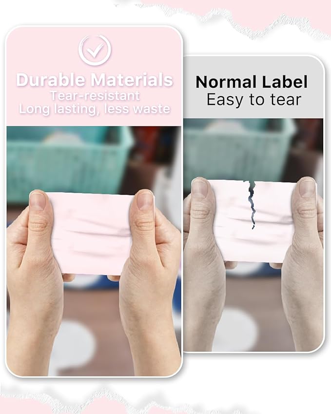 iEager 3" x 2" Thermal Labels, Rectangle Thermal Printer Stickers, Self-Adhesive Durable Sticker with Perforation Line, 500 Labels/Roll, Pink
