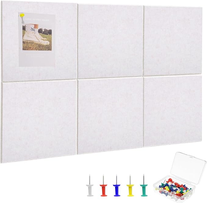 Cork Board Alternative 28" x 19", 6 Pack Felt Bulletin Boards, Pin Board | Includes Pushpins & 35 Safe Removable Adhesive Tabs, High-Density, Notice Boards for Walls Office Home Decor - Oatmeal