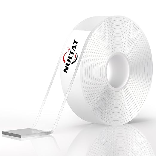 NULTAT Double Sided Tape Heavy Duty, Nano Reusable, Removable, Washable Double Stick Tape for Wall, Multipurpose Clear Adhesive Tape 1.18" x 120" (16.5 Feet)