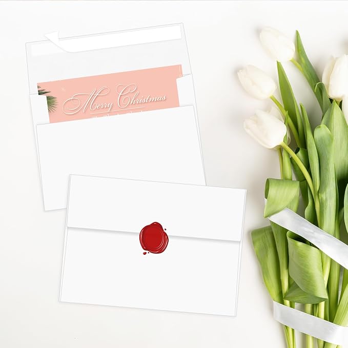 200 Packs 5x7 White Envelopes, A7 Envelopes for Card Invitation | 120gsm envelopes, 5.25x7.25 inch fits 5x7 cards, peel & press, for weddings/cards/baby shower/photos/graduation/postcards