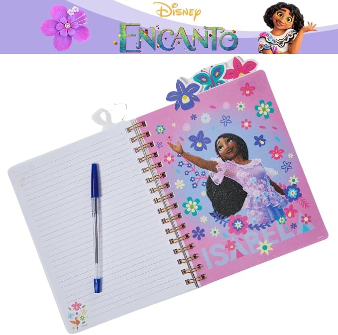 Disney Encanto Tab Journal Notebook, Spiral Bound, 96 Lined Pages, 8 x 7 inches, Purple