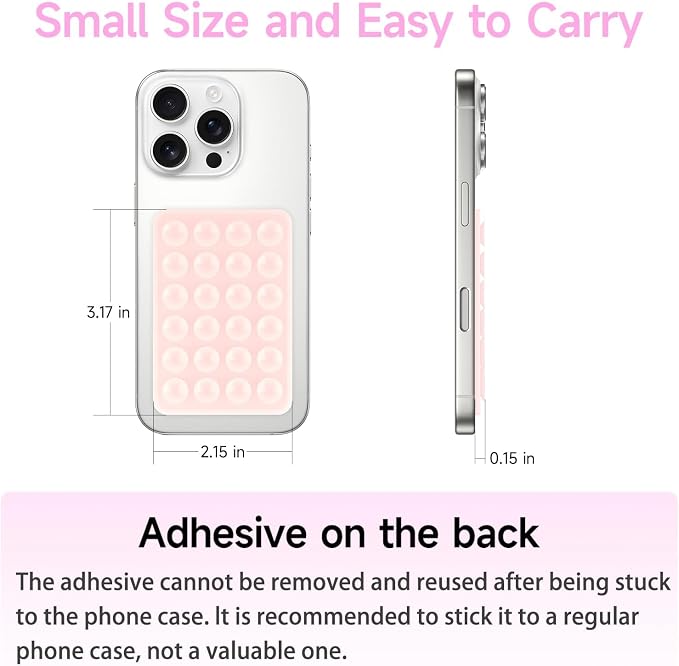 Yojaro 2 Pack Silicone Suction Phone Case Mount, Silicon Adhesive Smartphones Stand Sticky, Non Slip Suction Cup, Hands-Free Phone Accessories Holder for Selfies and Videos Translucent