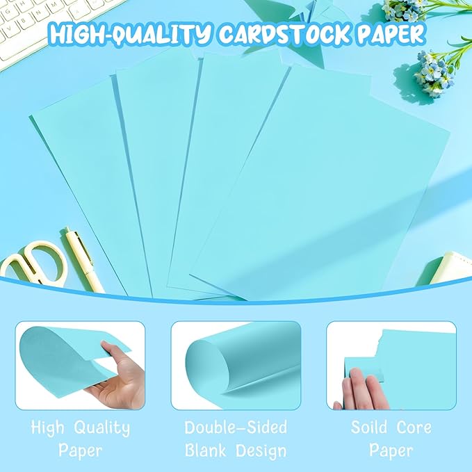 40 Sheets Blue Cardstock Paper 8.5 x 11, Thick Card Stock Paper, Light Blue Cardstock Printer Paper 8.5 x 11, 200 GSM Construction Paper 8 1/2 x 11 for DIY Cards, Invitations, Greeting Cards