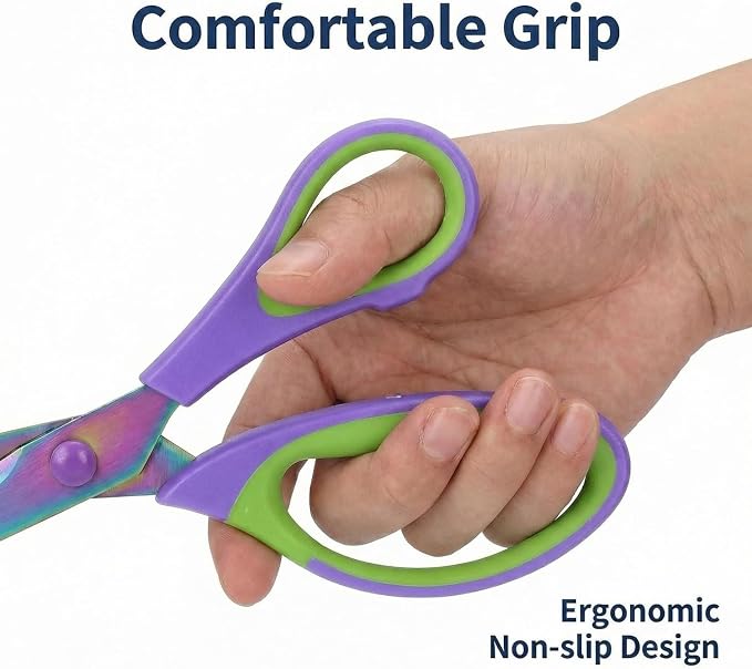 Scissors All Purpose Heavy Duty 3-Pack 5.5” 8.3” 9.5” | Ultra Sharp Blades Comfort Grip Handles - for Home, Office, School, Sewing, Crafts