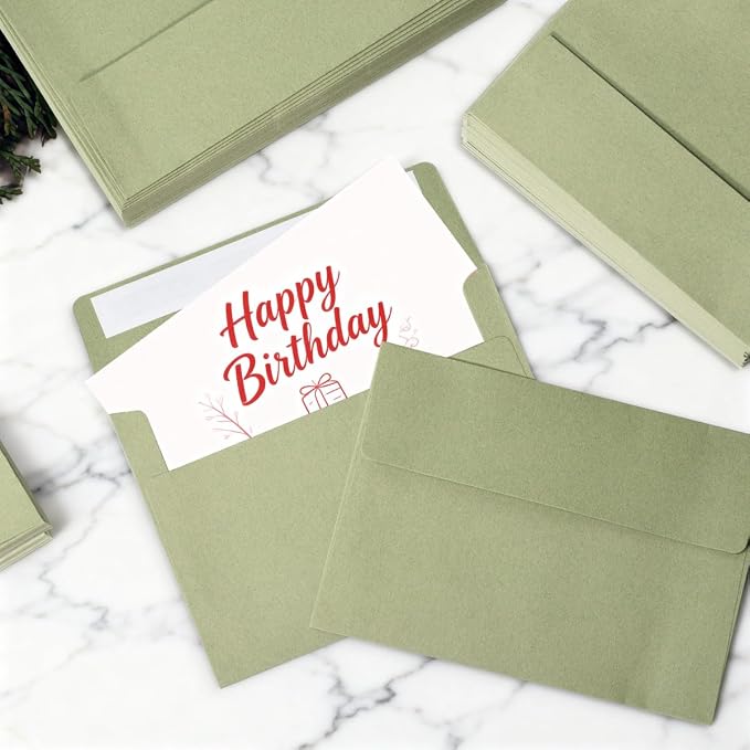 30 Pack A7 Sage Green Blank Cards with Envelopes, 5x7 Folded Cardstock and Matching Self-Seal Envelopes, Printable Thank You Greeting Cards, for Custom Printing, Wedding, Birthday,Gift & All Occasions