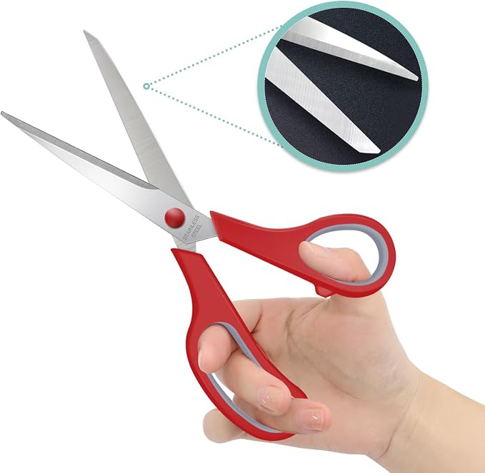 3 Packs 8" Sewing Craft Scissors Bulk,Multipurpose Heavy Duty Sharp Paper Scissors,All Purpose Stainless Steel Scissors for Home Office Student Teacher Supplies