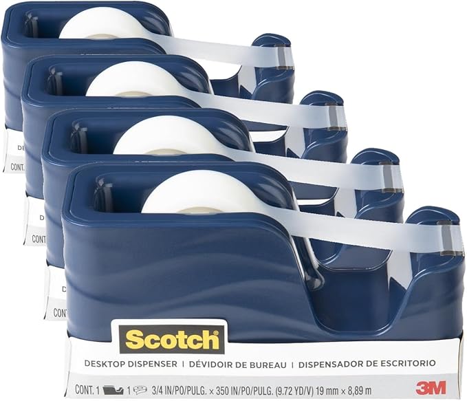 Scotch Wave Tape Dispenser, Great for Gift Wrapping, Includes 34 in x 350 in Tape Roll (C20-WAVE-MI) (Pack of 4)