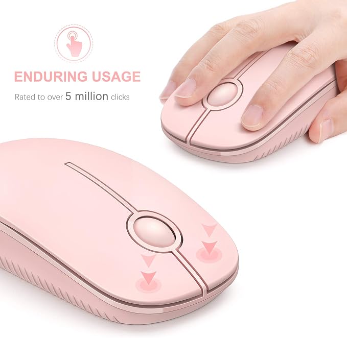 VssoPlor Wireless Mouse, 2.4G Slim Computer Laptop Mouse, Pure Pink | Portable Mouse, Plug & Play USB Nano Receiver, Quiet Silent Optical Mice for Notebook, PC, Laptop, Computer, Windows, Mac