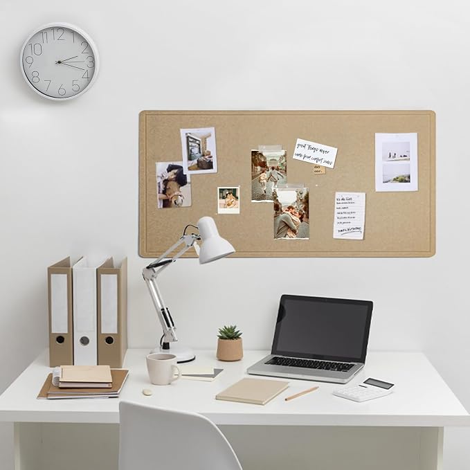 Felt Bulletin Board 35x18 inches, Decorative Pin Board for Home & Office | Cork Board Alternative for Wall with Push Pins, Display Mood Board for Photos, Notes & Reminders