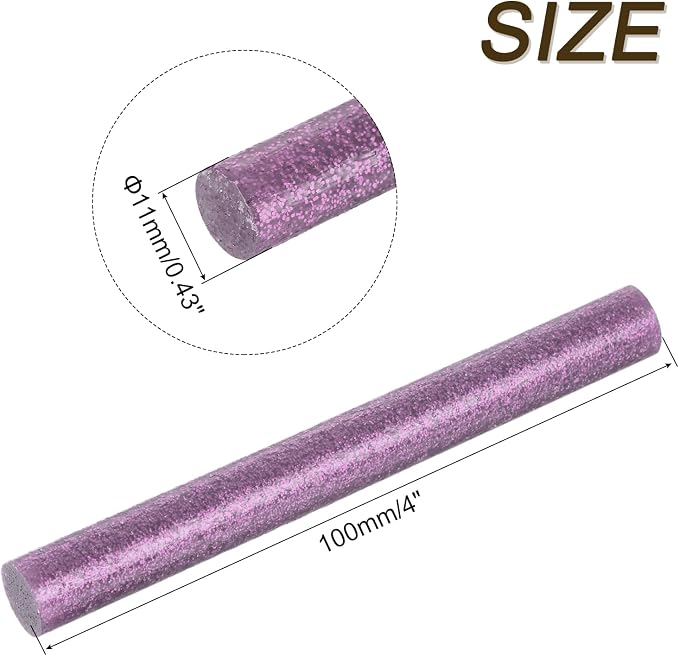 uxcell 30pcs Mini Hot Glue Gun Sticks 4-inch x 0.43-inch High Sticky Large Hot Glue Sticks for Glue Gun, Glitter Purple