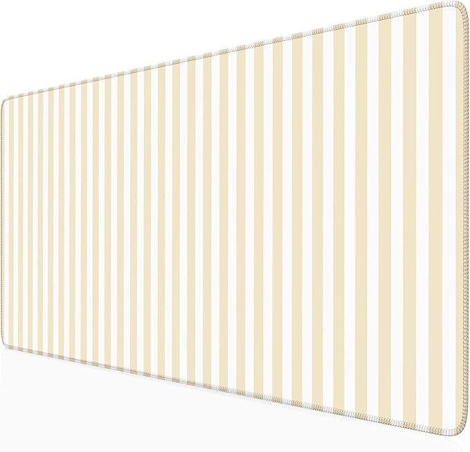 Butter Cream Striped Desk Mat Cute Pastel XXL Large Gaming Mouse Pad Desk Pad Kawaii Aesthetic Home Office Decor Cozy Keyboard Laptop Computer Mat