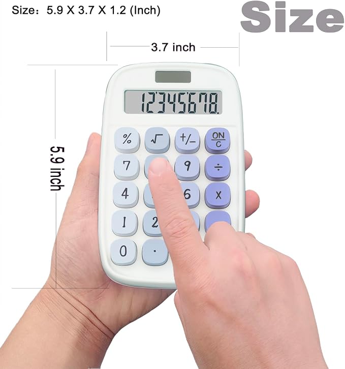 Pastel Calculator, Bubble Calculator(Blue) | Large LCD Display 8 Digit Tilt Screen and Big Button for Teachers Students Basic Office