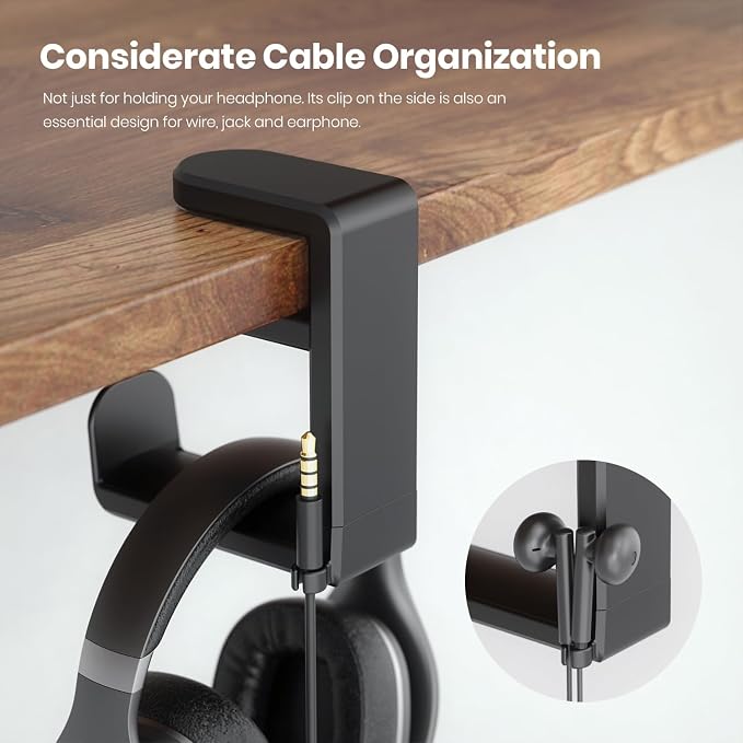 Rotating Headphone Stand - EURPMASK Upgraded PC Gaming Headset Stand, Adjustable Clamp-on Headphone Holder, Headphones Hanger Hook Under Desk with 360 Degree Swivel&Cable Clip Organizer - Darth Vader | 360° Swivel,Headset Hook Under Desk,No Residue,Cab...