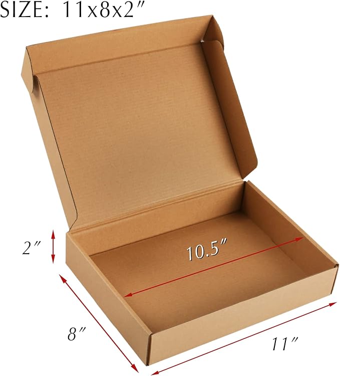 11x8x2 Brown Cardboard Corrugated Boxes 30 Pack, Shipping Boxes for Small Business Mailing Boxes, Mailer Packaging Boxes