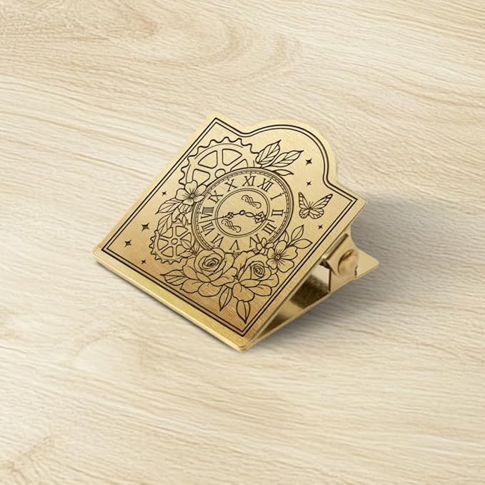 ANATTASOUL Travel Journal Clip Vintage Flower Clock Metal Book Clips, Decorative Heavy Duty Journal Clips to Hold Journal Open for Notebook, Photo, Book, Paper, Bookmark, Office Kitchen Home DIY Use