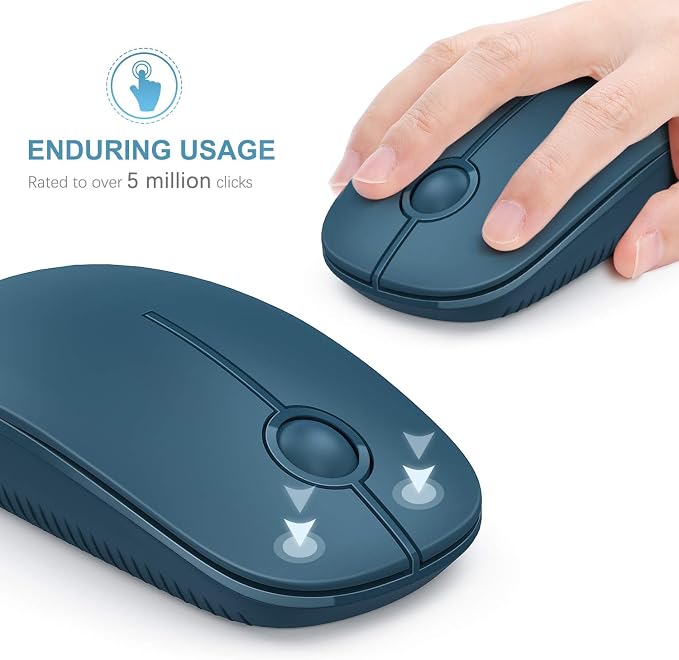 VssoPlor Wireless Mouse, 2.4G Slim Computer Laptop Mouse, Sapphire Blue | Portable Mouse, Plug & Play USB Nano Receiver, Quiet Silent Optical Mice for Notebook, PC, Laptop, Computer, Windows, Mac