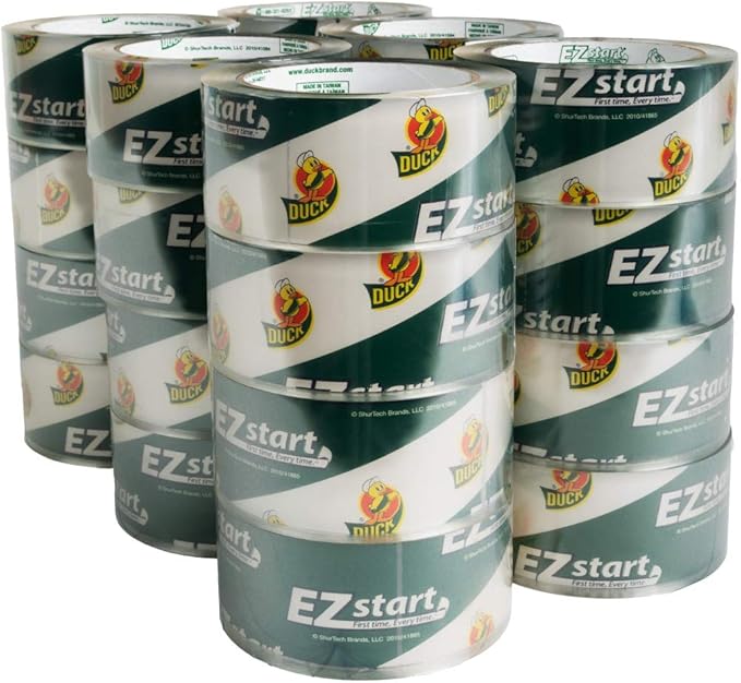 Duck Brand EZ Start Packing Tape Refill, 4 Rolls, 1.88 Inch x 54.6 Yard, Clear (280068)