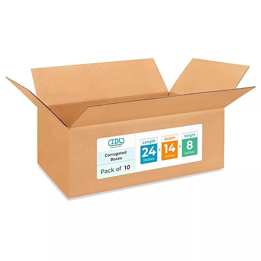 Large Shipping & Moving Boxes 24x14x8 inches (10-Pack) - Extra Strength 200 lb vs Regular - Corrugated Large Boxes for Moving - Shipping Box for USPS, UPS, FEDEX by IDL Packaging | Extra Strength 200 lb vs Regular - Corrugated Large Boxes for Moving - ...