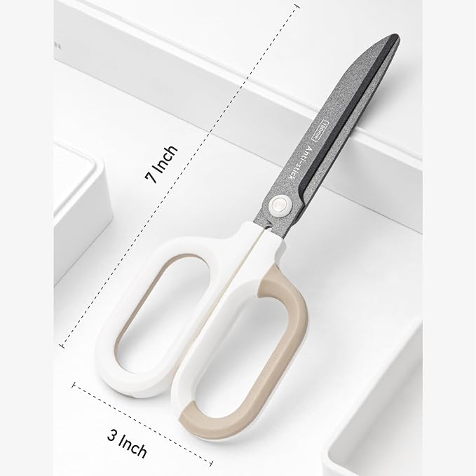Titanium Non-Stick Scissors, Professional Stainless Steel Comfort Grip, All-Purpose Scissors, Perfect for Graduation Crafts, DIY art and Office & School Supplies White