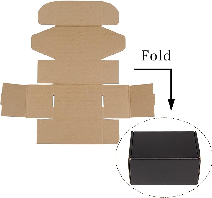 6x4x3 Inches Shipping Boxes Pack of 25, Packaging Corrugated Cardboard Mailer Boxes for Small Bussiness, Black