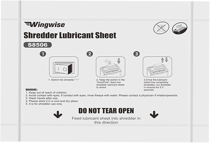 12-Pack Shredder Lubricant Sheets, 8.5 x 6 Inches, Sharpens Blades & Reduces Jams, Mess-Free Maintenance for All Shredders