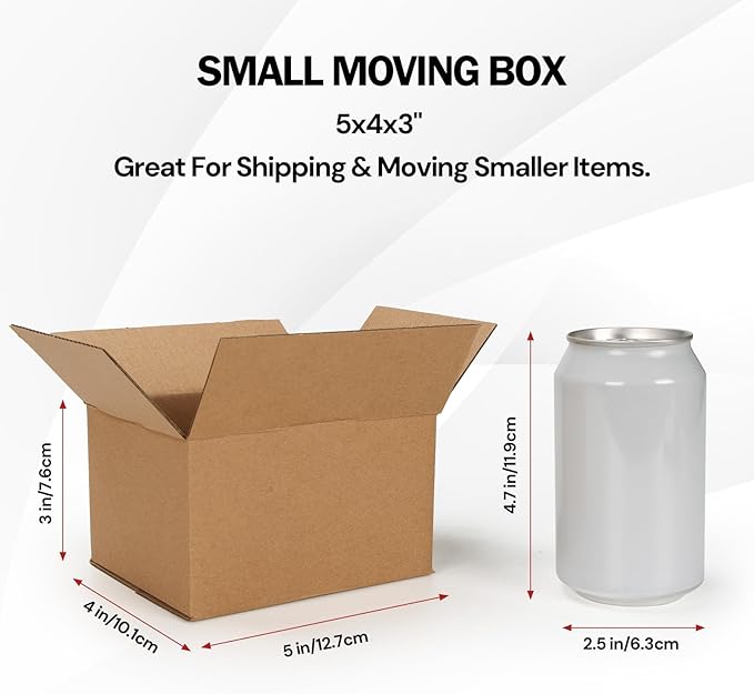 Rempry 40 Pack 5x4x3 Shipping Boxes Brown, Small Corrugated Cardboard Box for Mailing, Packaging Small Business, Kraft Mailer Boxes