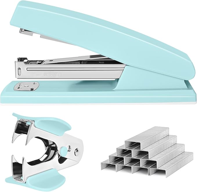 Stapler 25 Sheet Capacity with 1000 Staples and Staple Remover, Blue | Staplers for Desk, Non-Slip Office Stapler with Staples