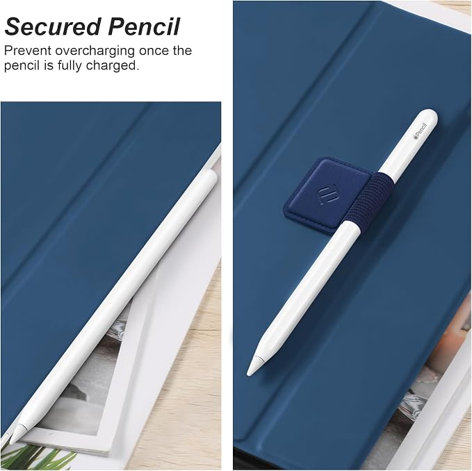 Fintie 4 Pack Pen Loop Holder for Apple Pencil Pro, USB-C/1st/2nd Gen | Elastic Adhesive PU Leather Sleeve, Secure Pen Holder, Attaches to Tablet Cases, Fits Stylus Pens, Navy