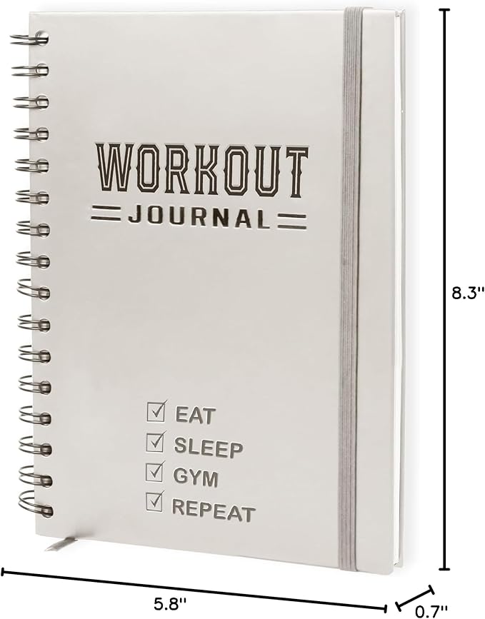 Nextnoid Hardcover Fitness Planner Workout Journal for Men & Women - A5 Sturdy Workout Book Log to Track Gym & Home Workouts - Beige