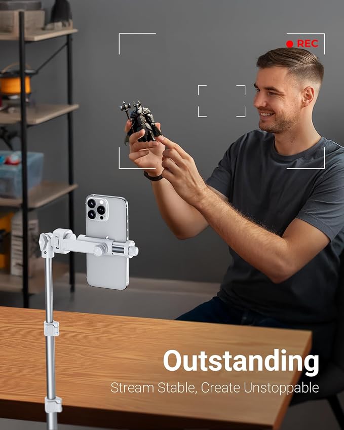 VIMOSE 66" Phone Tripod, Tripod for iPhone with Remote & Phone Stand | Extendable Cell Phone Tripod for Video Recording, Ultimate Tripod & Monopod Accessories for iPhone/Android, Monza White