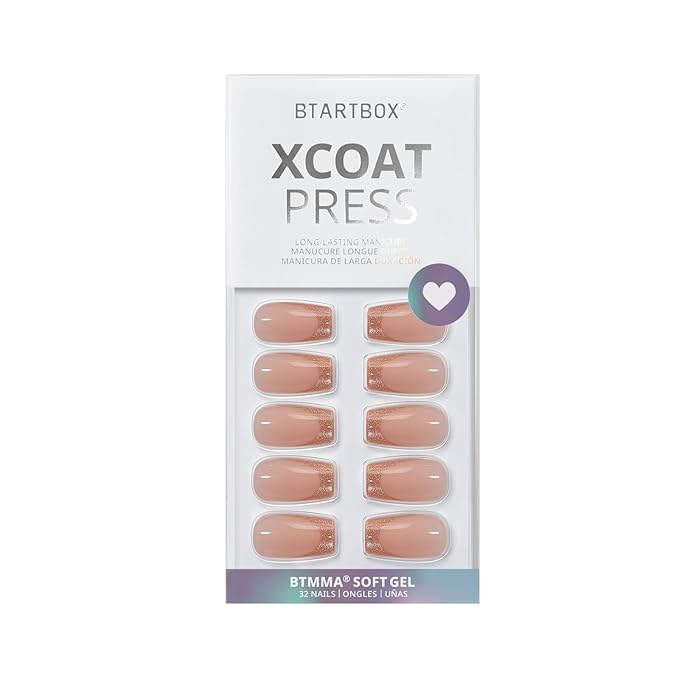 BTArtbox Press on Nails Coffin - Gold Rose French Tips Press On Nails Short for Women, Cat Eye Nail Tips, Glitter Fake Nails with Glue, Glue On Nails in 16 Sizes - 32 Nail Kit, Gold Dust