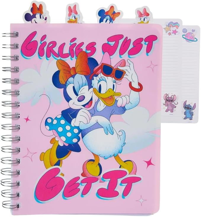 Disney Minnie Mouse and Daisy Duck Journal Notebook, Spiral Bound, 96 Lined Pages, 8 x 7 inches, Pink