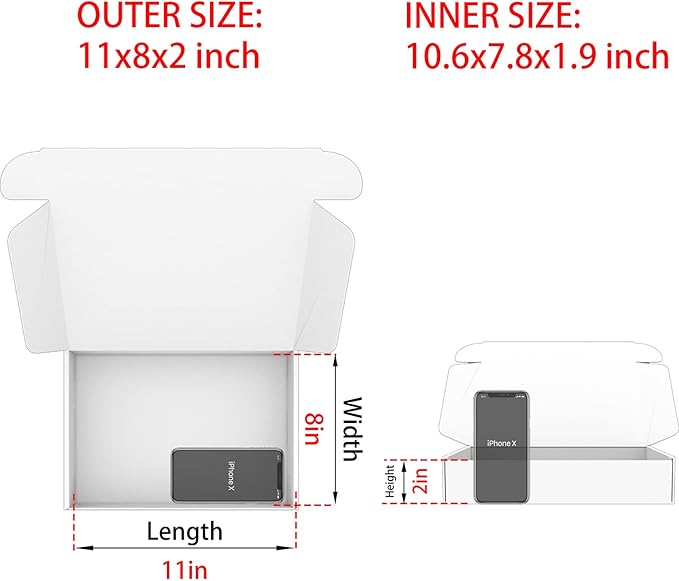Small Brown Shipping Boxes for Small Business Pack of 25-11x8x2 inches Cardboard Corrugated Mailer Boxes for Shipping Packaging Craft Gifts Giving Products